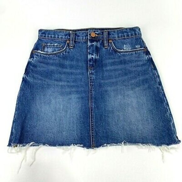 BLANKNYC Denim Mini Skirt Size 26 Distressed Frayed Hem Jean 100% Cotton Casual - Picture 2 of 8